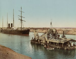 Suez Canal, Ship and Dredging Machine